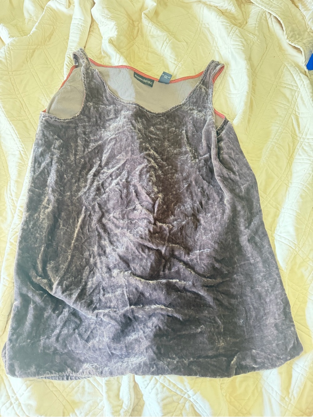 Velvet Tank Top - oyster gray brown lined